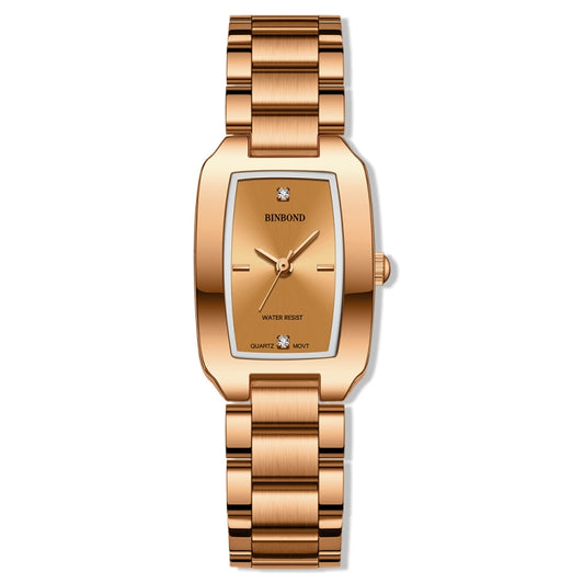 BINBOND N321 Square Temperament Metal 30M Waterproof Quartz Watch, Color: Rose Gold - Metal Strap Watches by BINBOND | Online Shopping UK | buy2fix