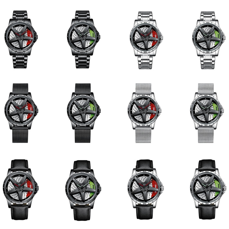 BINBOND D002 Car Hub Dial Multifunctional Waterproof and Wear-resistant Men's Watch(White Net-White-Green) - Metal Strap Watches by BINBOND | Online Shopping UK | buy2fix