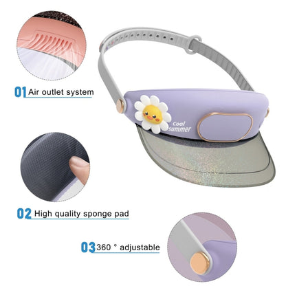 Cute Pet Bladeless Fan Hat USB Rechargeable Adjustable Speed Summer Sun Protection Sunshade Fan(Sun Lion) - Consumer Electronics by buy2fix | Online Shopping UK | buy2fix