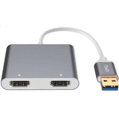 USB 3.0 To Dual HDMI High Definition Converter 4K USB Same Screen Extender(Grey) - Cable & Adapters by buy2fix | Online Shopping UK | buy2fix