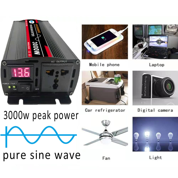 3000W 24V to 220V High Power Car Pure Sine Wave Inverter Power Converter - Pure Sine Wave by buy2fix | Online Shopping UK | buy2fix