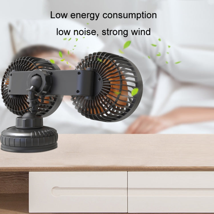 F6026 Large Suction Cup Vehicle-Mounted Double-Head Fan, Model: USB - Heating & Fans by buy2fix | Online Shopping UK | buy2fix