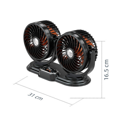 F621U Car Rotatable Turntable Silent Car Double Head Fan, Model: High Allocation USB - Heating & Fans by buy2fix | Online Shopping UK | buy2fix