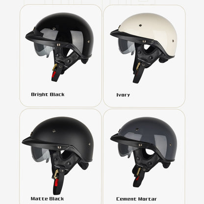 SOMAN Motorcycle Half Helmet Adjustable Helmet With Inner Mirror, Size: XL(Matte Black with Transparent Mirror) - Helmets by SOMAN | Online Shopping UK | buy2fix