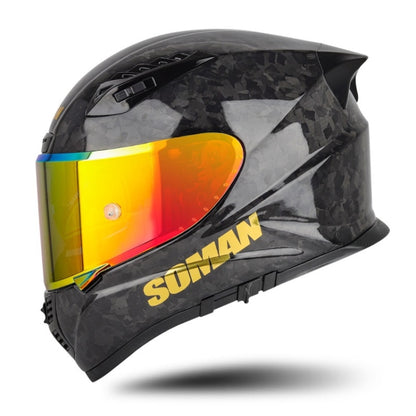 SOMAN Motorcycle Carbon Fiber Double Lens Thermal Safety Helmet, Size: M(Cheetah Print REVO) - Helmets by SOMAN | Online Shopping UK | buy2fix