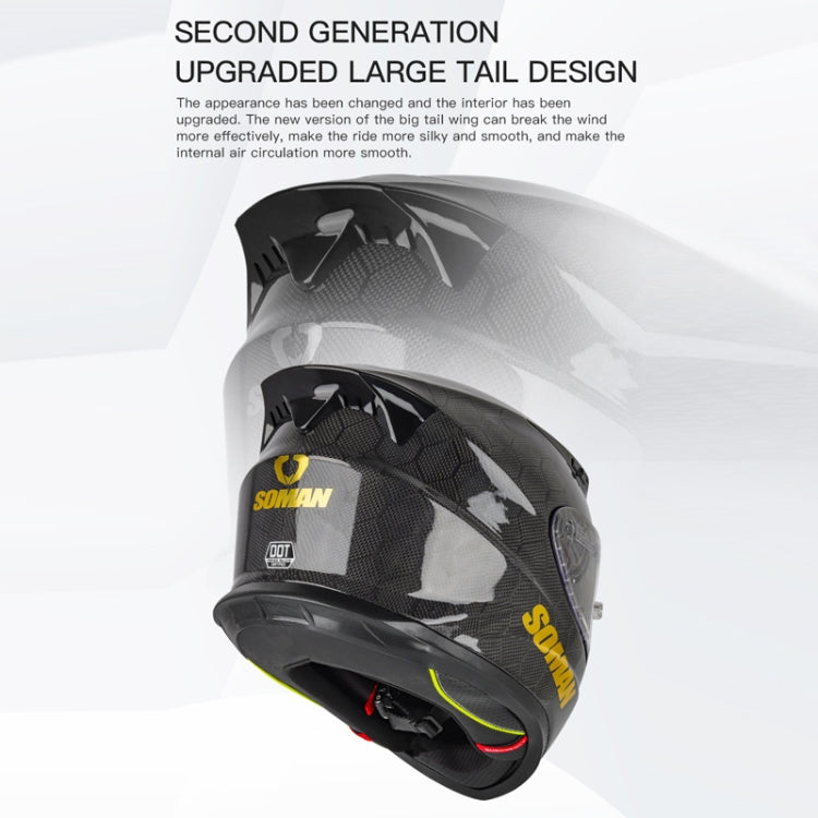 SOMAN Motorcycle Carbon Fiber Double Lens Thermal Safety Helmet, Size: XXL(Snake Carbon Fiber REVO) - Helmets by SOMAN | Online Shopping UK | buy2fix