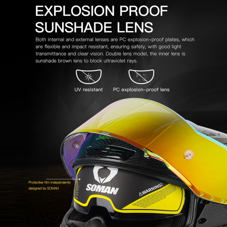 SOMAN Motorcycle Carbon Fiber Double Lens Thermal Safety Helmet, Size: XL(Snake Carbon Fiber) - Helmets by SOMAN | Online Shopping UK | buy2fix