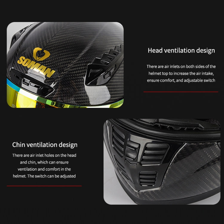 SOMAN Motorcycle Carbon Fiber Double Lens Thermal Safety Helmet, Size: M(Cheetah Print REVO) - Helmets by SOMAN | Online Shopping UK | buy2fix