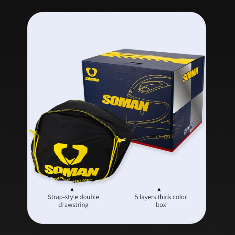 SOMAN Four Seasons Full Cover Motorcycle Helmet, Size: S(Snake Carbon Fiber Gold) - Helmets by SOMAN | Online Shopping UK | buy2fix
