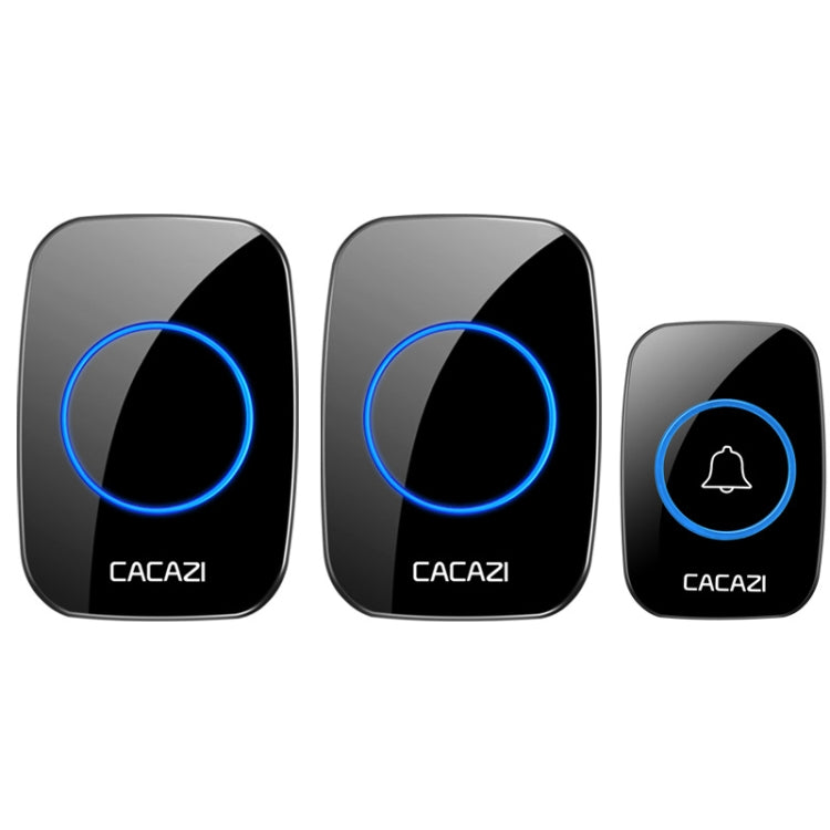 CACAZI A10DC 1 To 2 Battery Type Home Smart Waterproof Electronic Wireless Doorbell(Black) - Wireless Doorbell by CACAZI | Online Shopping UK | buy2fix