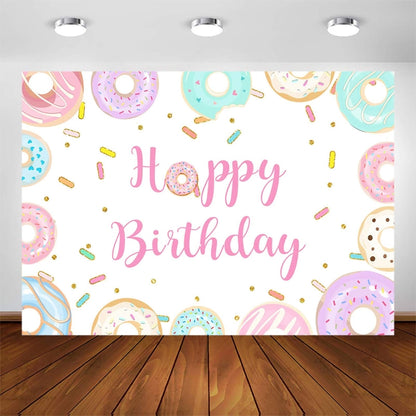 150x100cm Donut Cartoon Children Birthday Background Cloth -  by buy2fix | Online Shopping UK | buy2fix