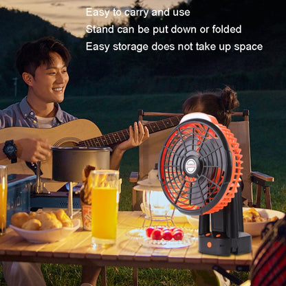 Outdoor Camping USB Charging Fan Tent Swing Head Fan With Tripod LED Light(Black) - Electric Fans by buy2fix | Online Shopping UK | buy2fix