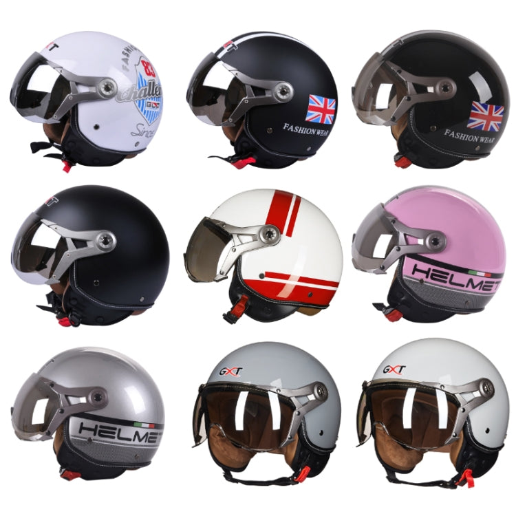 GXT Electric Vehicle Half Cover Helmet Four Seasons Retro Helmet, Size: XL(Painted White Red Stripes) - Helmets by GXT | Online Shopping UK | buy2fix