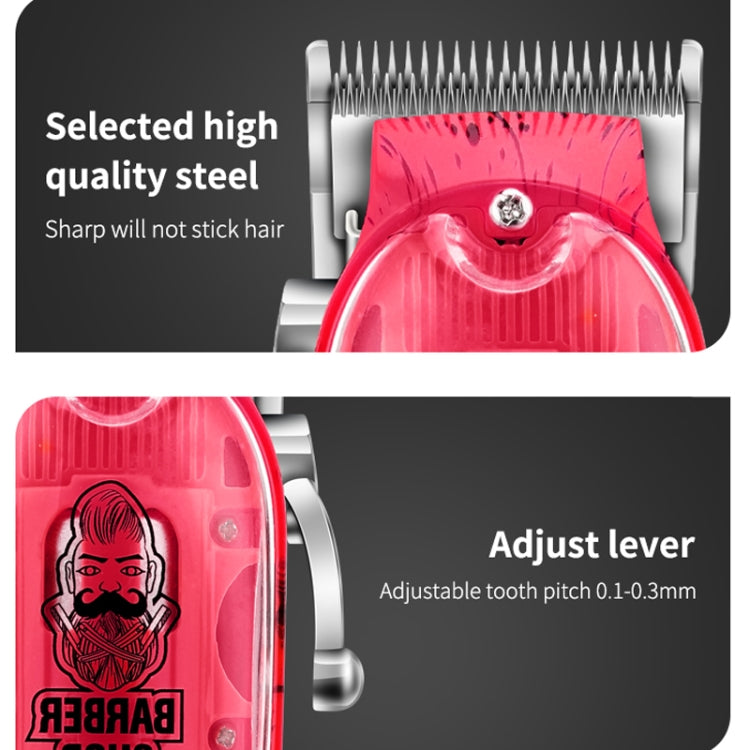 Haircutter Set Transparent Body Oil Head Electric Hair Clipper Men Home Electric Pusher(Scissors Red) - Hair Trimmer by buy2fix | Online Shopping UK | buy2fix