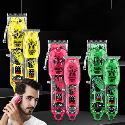 Haircutter Set Transparent Body Oil Head Electric Hair Clipper Men Home Electric Pusher(Earl Green) - Hair Trimmer by buy2fix | Online Shopping UK | buy2fix