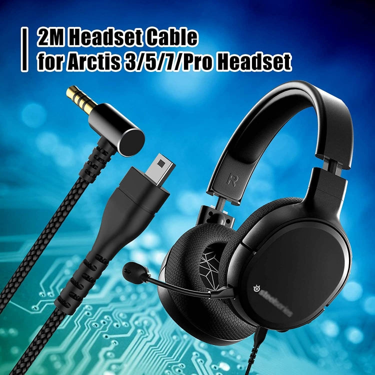 For SteelSeries Arctis 3 5 7 Pro Nylon Weaving Game Headset Cable(Black) - Headset Accessories by buy2fix | Online Shopping UK | buy2fix