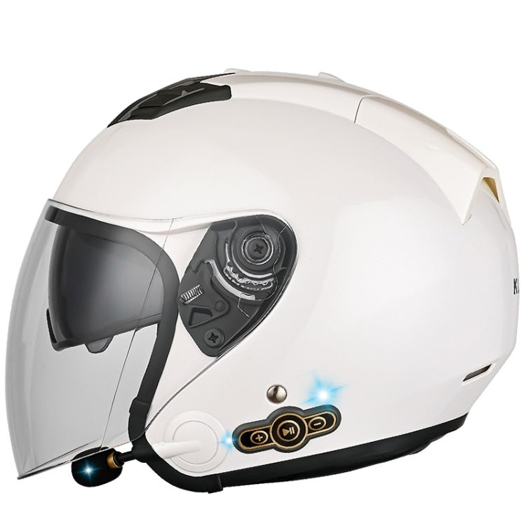 KUQIBAO Motorcycle Smart Bluetooth Sun Protection Double Lens Safety Helmet, Size: M(White) - Helmets by KUQIBAO | Online Shopping UK | buy2fix