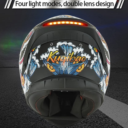 KUQIBAO Motorcycle Dual Lens Anti-Fog Helmet With LED Light, Size: XL(White) - Helmets by KUQIBAO | Online Shopping UK | buy2fix