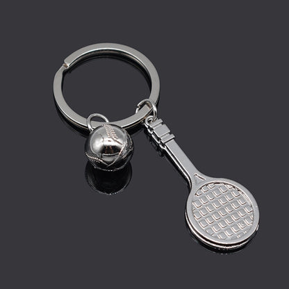 2pcs Simulation Tennis Racket Metal Key Chain Small Gift(BY-297) - Key Rings by buy2fix | Online Shopping UK | buy2fix