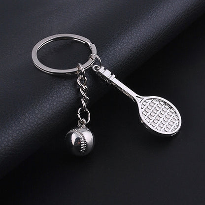 2pcs Simulation Tennis Racket Metal Key Chain Small Gift(BY-297) - Key Rings by buy2fix | Online Shopping UK | buy2fix