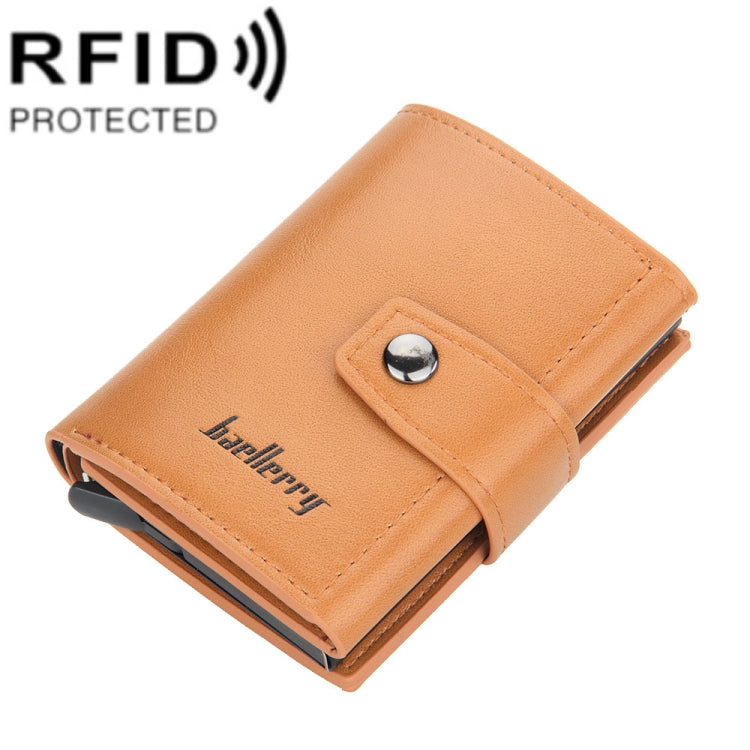 Baellerry RFID Anti-Theft Automatic Pop-Up Card Wallet Buckle Metal Aluminum Shell Card Holder(Yellow Brown) - Antimagnetic RFID Package by Baellerry | Online Shopping UK | buy2fix