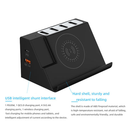 PD 20W +QC 3.0 Wireless Charging+6 Ports Multi-function Charger(EU Plug) - Multifunction Charger by buy2fix | Online Shopping UK | buy2fix