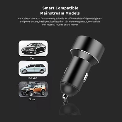 Mini Multifunctional Dual USB Digital Display Car Charger(Grey) - Car Charger by buy2fix | Online Shopping UK | buy2fix