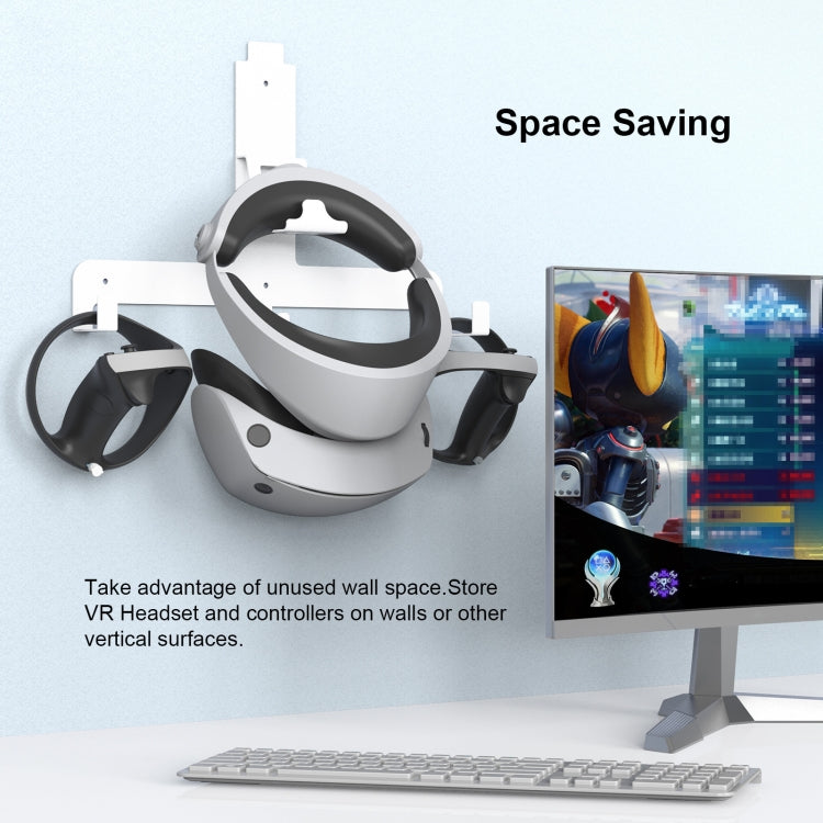 JYS JYS-P5158 For PS5 VR2 Wall Storage Bracket Helmet/Headset/Handle/Remote Control Wall Storage Storage Shelf(White) - Holder by JYS | Online Shopping UK | buy2fix