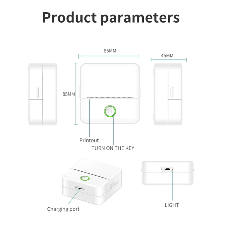 X6 200DPI Student Homework Printer Bluetooth Inkless Pocket Printer White 5 Printer Papers+5 Stickers - Printer by buy2fix | Online Shopping UK | buy2fix