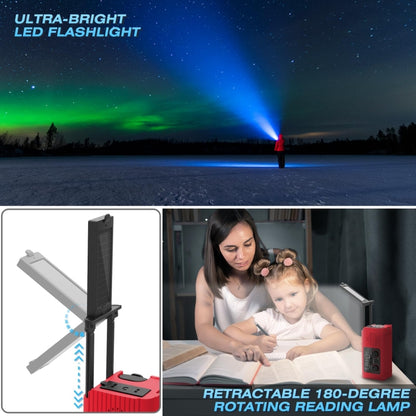 Solar Charging NOAA Emergency Weather Radio with LED Flashlight Reading Lamp, SOS Alarm(Red) - Radio Player by buy2fix | Online Shopping UK | buy2fix
