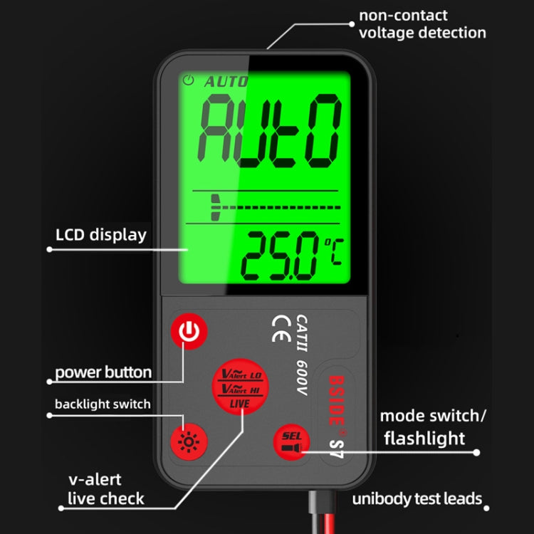 BSIDE ADMS7 Smart Thin Digital Multimeter Counts DC AC Voltmeter, Model: Standard Charging Model - Digital Multimeter by BSIDE | Online Shopping UK | buy2fix