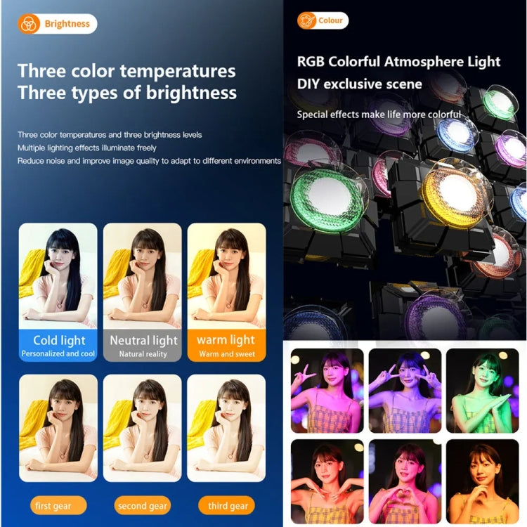 D2 Pro Mini RGB Fill Light Pocket Light with Mobile Phone Holder(White) - Selfie Light by buy2fix | Online Shopping UK | buy2fix