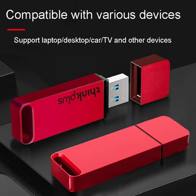 Lenovo Thinkplus TU100 USB3.1 High Speed Flash Drive Mini USB Memory Disk With Metal Plug And Cap, Capacity: 128G(Red) - USB Flash Drives by Lenovo | Online Shopping UK | buy2fix