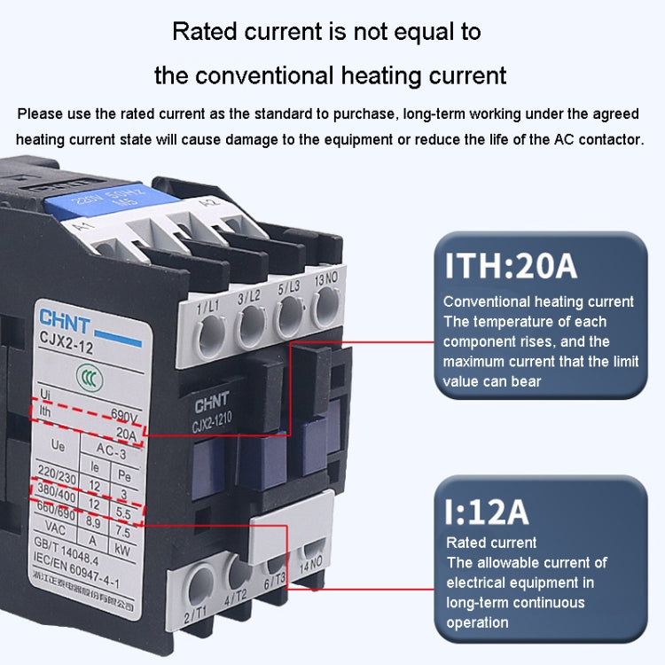 CHNT CJX2-3201 32A 220V Silver Alloy Contacts Multi-Purpose Single-Phase AC Contactor - Relays by CHNT | Online Shopping UK | buy2fix