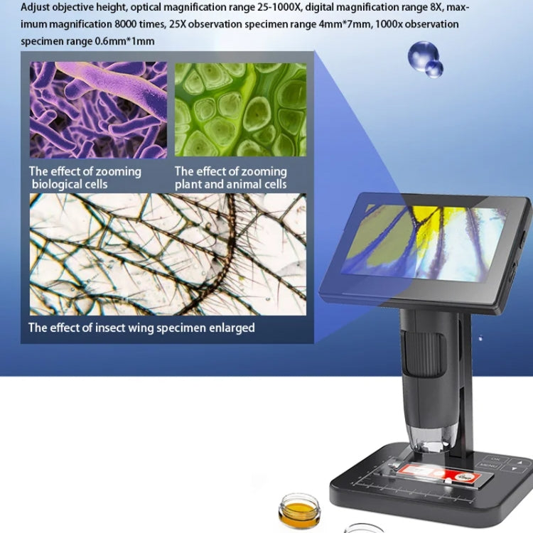 HD Electronic Digital Microscope 5 Inch Screen Touch Key 8000X Biological Cell Electronic Magnifying Glass - Digital Microscope by buy2fix | Online Shopping UK | buy2fix