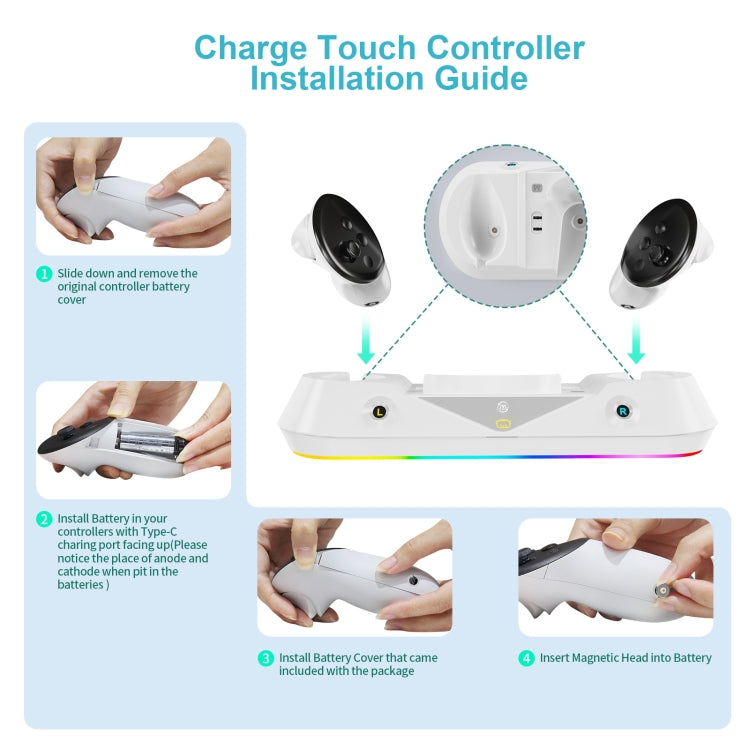 JYS-MQ001 For Meta Quest 3 VR Glasses Handle Magnetic Suction Charging Base With Battery Set VR Game Seat Charging Accessories - VR Accessories by JYS | Online Shopping UK | buy2fix