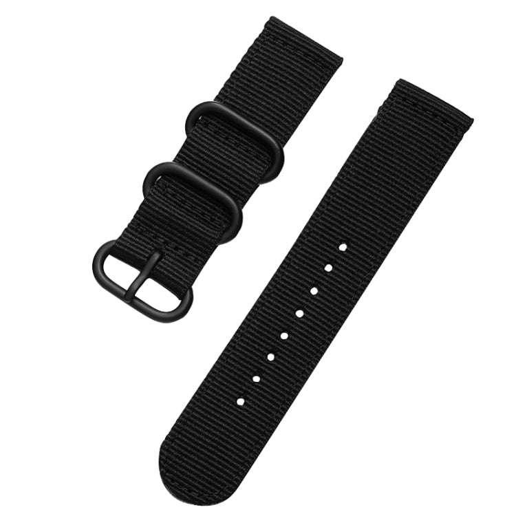 Washable Nylon Canvas Watchband, Band Width:22mm(Black with Black Ring Buckle) - Watch Accessories & Parts by buy2fix | Online Shopping UK | buy2fix