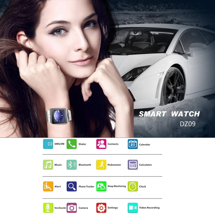 DZ09 1.56 inch Screen Bluetooth 3.0 Android 4.1 OS Above Smart Watch Phone with Bluetooth Call & Call Reminder & Sleep Monitor & Pedometer & Sedentary Reminder & Calendar & SMS & Audio and Video Player & Anti-loss Function(White) - Smart Wear by buy2fix | Online Shopping UK | buy2fix