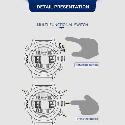 NORTH EDGE AQUA 100m Waterproof Scuba Diver Smart Watch, Support Luminous Display & Compass Mode - Sport Watches by NORTH EDGE | Online Shopping UK | buy2fix