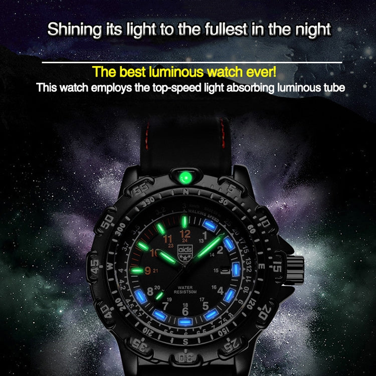addies MY-049 Outdoor Sports Multifunctional Waterproof Luminous Watch Silicone Watchstrap Watch for Men(Black) - Sport Watches by addies | Online Shopping UK | buy2fix