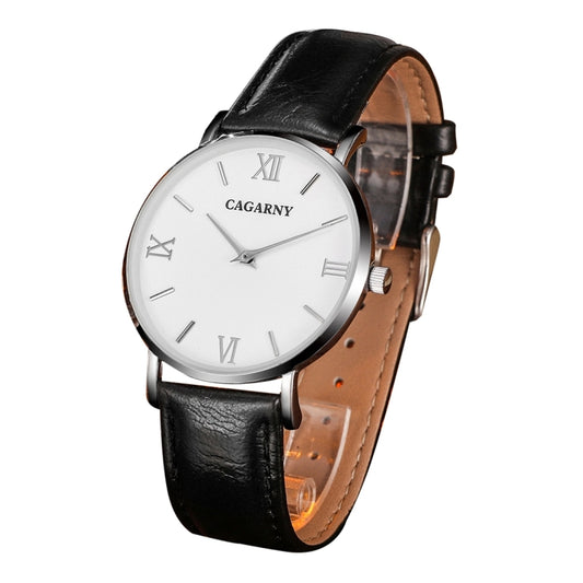 CAGARNY 6812 Concise Style Ultra Thin Quartz Wrist Watch with Leather Band for Women(Black Band) - Leather Strap Watches by CAGARNY | Online Shopping UK | buy2fix