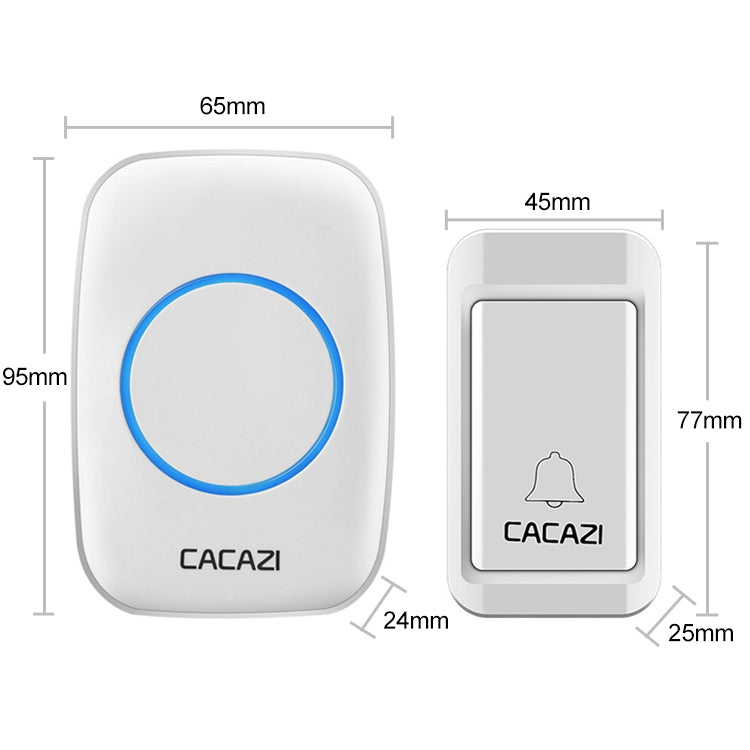 CACAZI A10G One Button Three Receivers Self-Powered Wireless Home Cordless Bell, EU Plug(White) - Security by CACAZI | Online Shopping UK | buy2fix