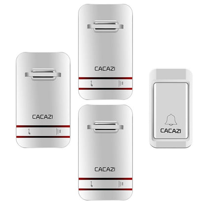 CACAZI V027G One Button Three Receivers Self-Powered Wireless Home Kinetic Electronic Doorbell, EU Plug - Security by CACAZI | Online Shopping UK | buy2fix