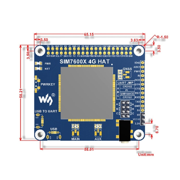 Waveshare 4G / 3G / 2G / GSM / GPRS / GNSS HAT for Raspberry Pi, LTE CAT4, for China - Modules Expansions Accessories by Waveshare | Online Shopping UK | buy2fix