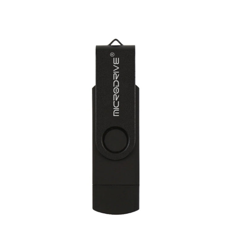 MicroDrive 8GB USB 2.0 Phone and Computer Dual-use Rotary OTG Metal U Disk (Black) - USB Flash Drives by MicroDrive | Online Shopping UK | buy2fix
