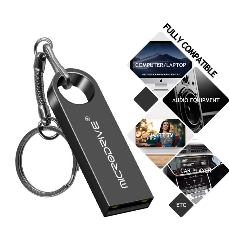 MicroDrive 128GB USB 2.0 Metal Waterproof High Speed U Disk(Black) - USB Flash Drives by MicroDrive | Online Shopping UK | buy2fix