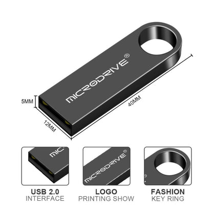 MicroDrive 128GB USB 2.0 Metal Waterproof High Speed U Disk(Black) - USB Flash Drives by MicroDrive | Online Shopping UK | buy2fix